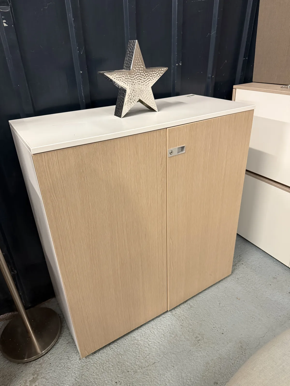 Armoire de rangement blanc et bois en MDF et métal, 108 cm, photo 1