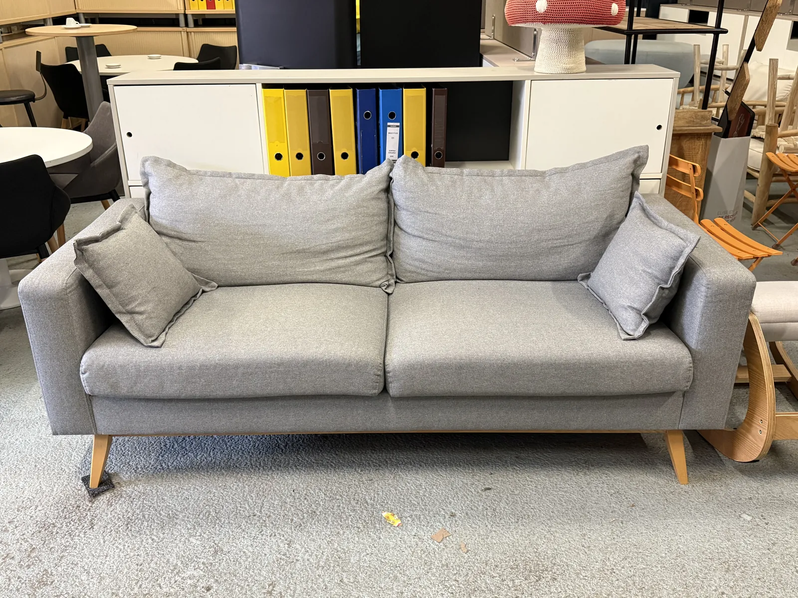 Canapé 3 places gris en tissu, sofa pour salon ou bureau, photo 1