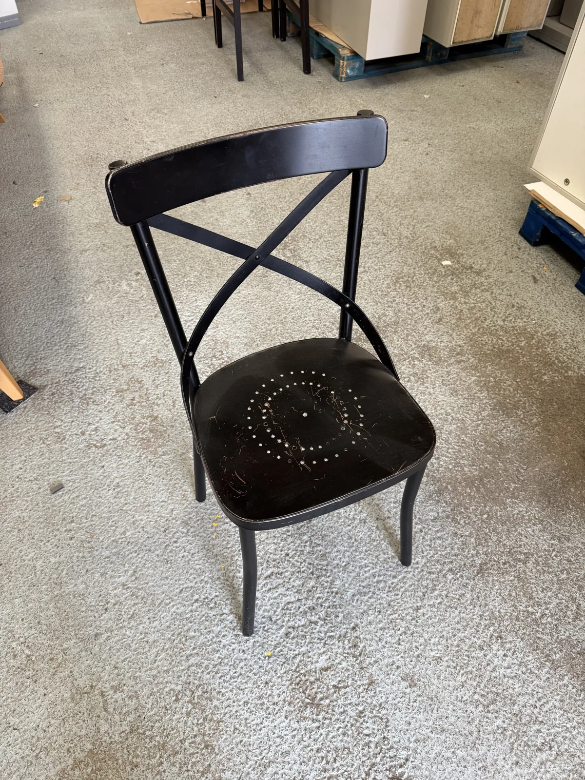 Chaise de cuisine en métal noir, structure métallique, photo 1