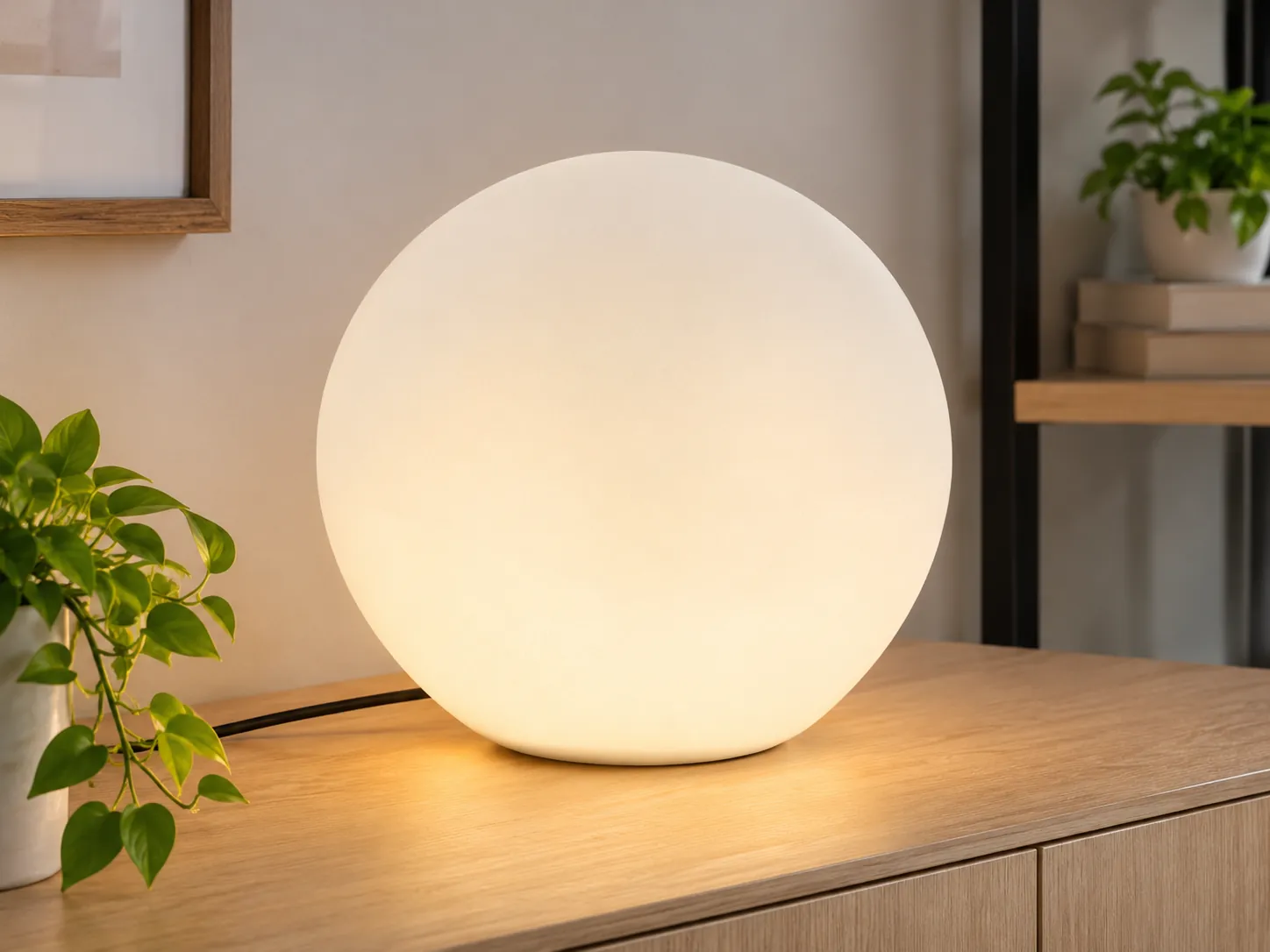 Lampe circulaire à prise Batimex blanche, grand modèle, illustration de mise en situation