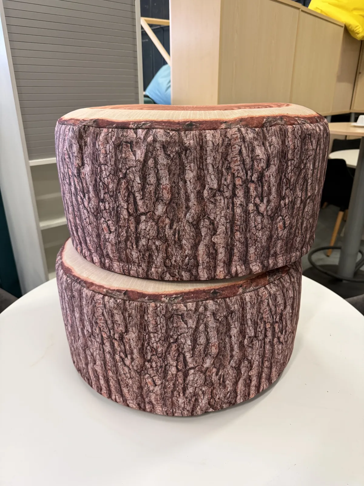 Pouf effet tronc d'arbre marron en tissu, repose-pieds d'appoint, photo 2