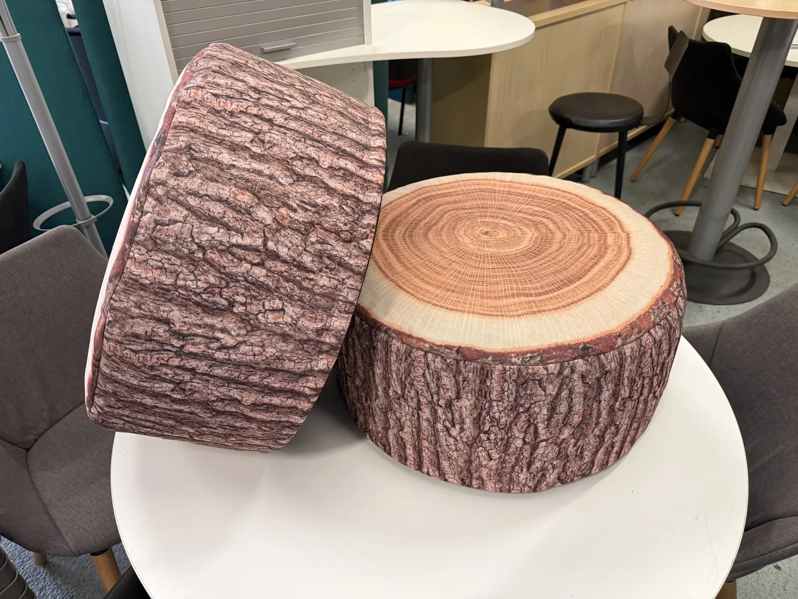 Pouf effet tronc d'arbre marron en tissu, repose-pieds d'appoint, photo 3