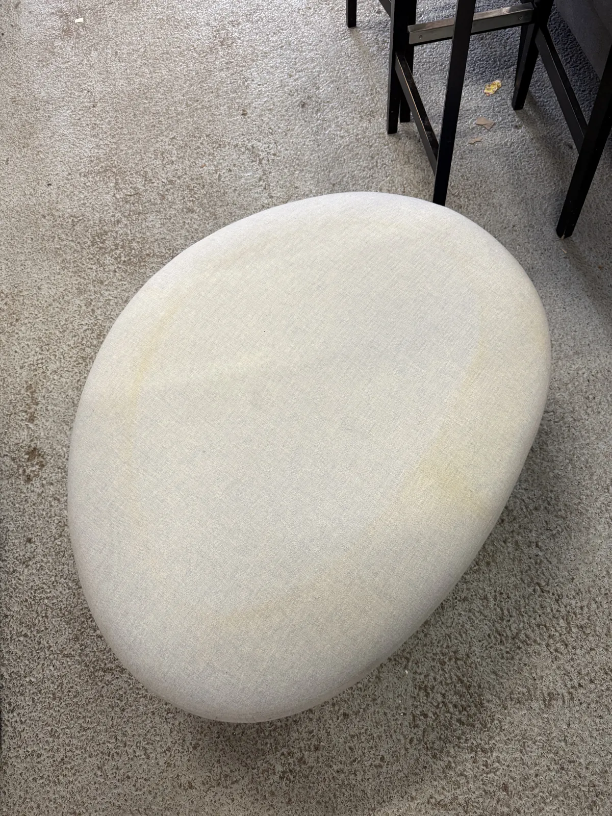 Pouf de salon bleu gris clair en tissu, assise basse 100 cm, photo 2