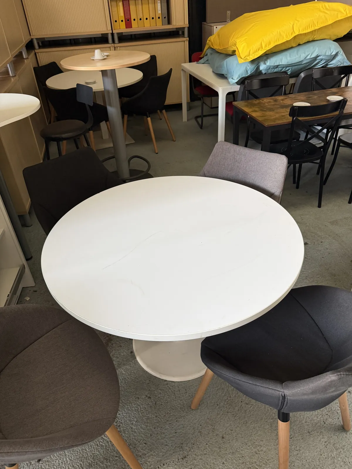 Table ronde blanche en mélaminé pour salle à manger, 105 cm, photo 2